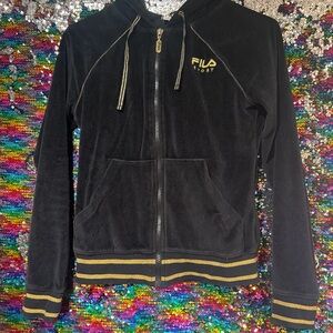Fila Black Jacket with Gold Accents